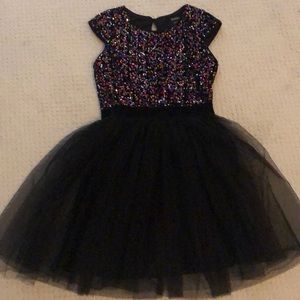 Girls black/rainbow sequin party dress, Zunie sz 8